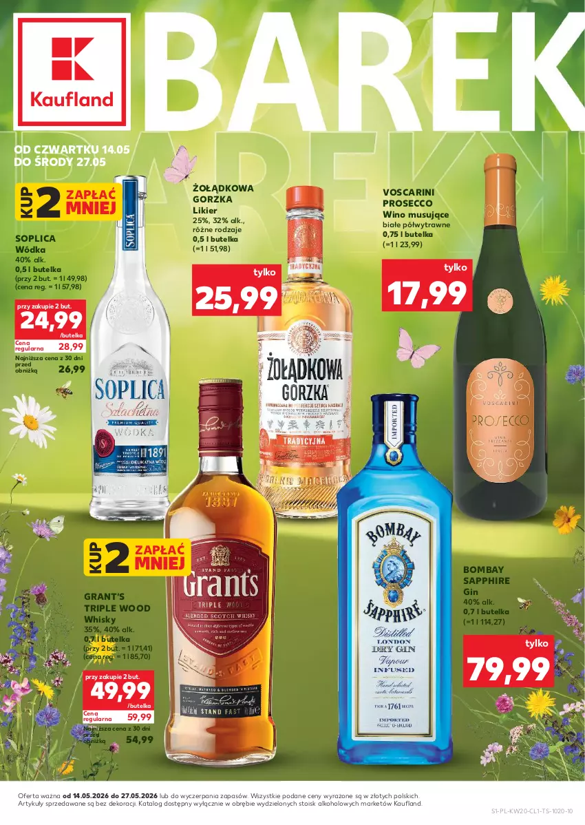 Gazetka promocyjna Kaufland - Barek Kauflandu - ważna 14.05 do 27.05.2026 - strona 1 - produkty: Gin, Gra, Likier, Mus, Prosecco, Soplica, Whisky, Wino, Wino musujące, Wódka