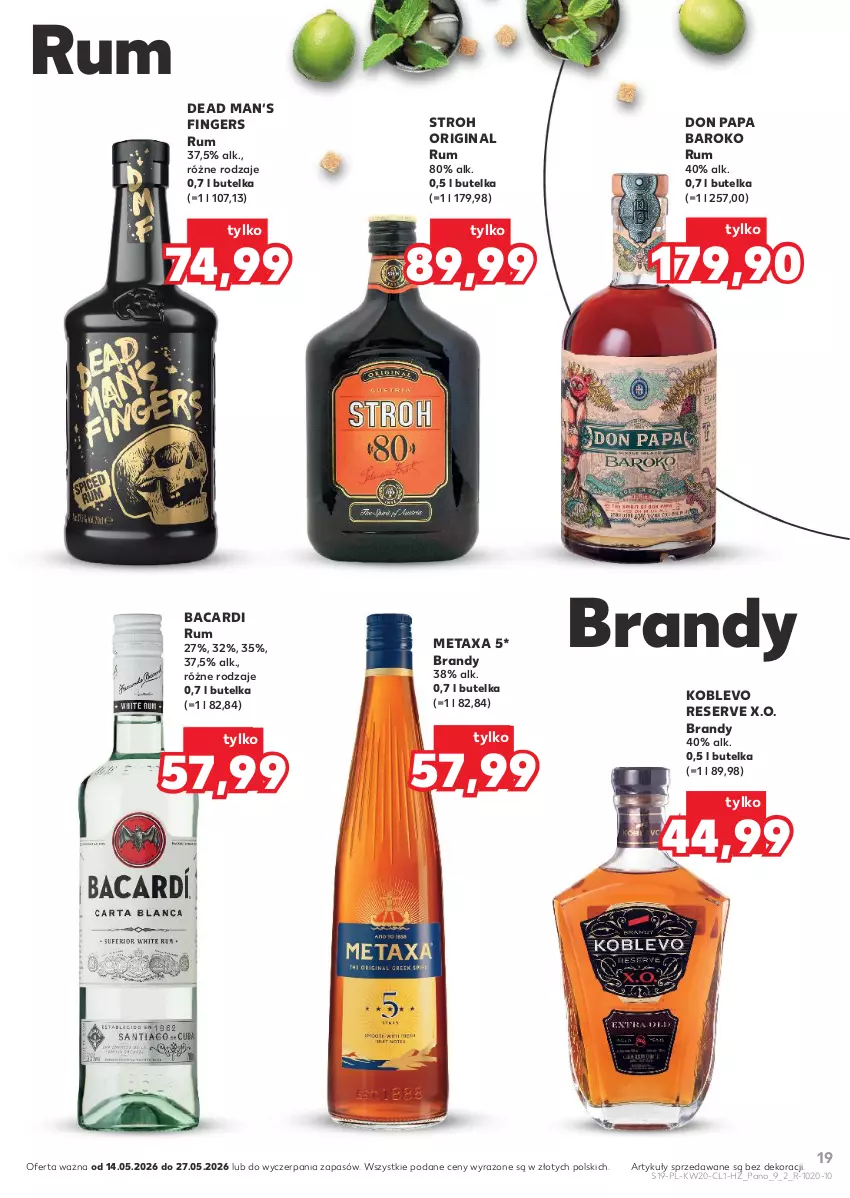Gazetka promocyjna Kaufland - Barek Kauflandu - ważna 14.05 do 27.05.2026 - strona 19 - produkty: Bacardi, Brandy, Gin, Metaxa, Rum, Ser, Stroh