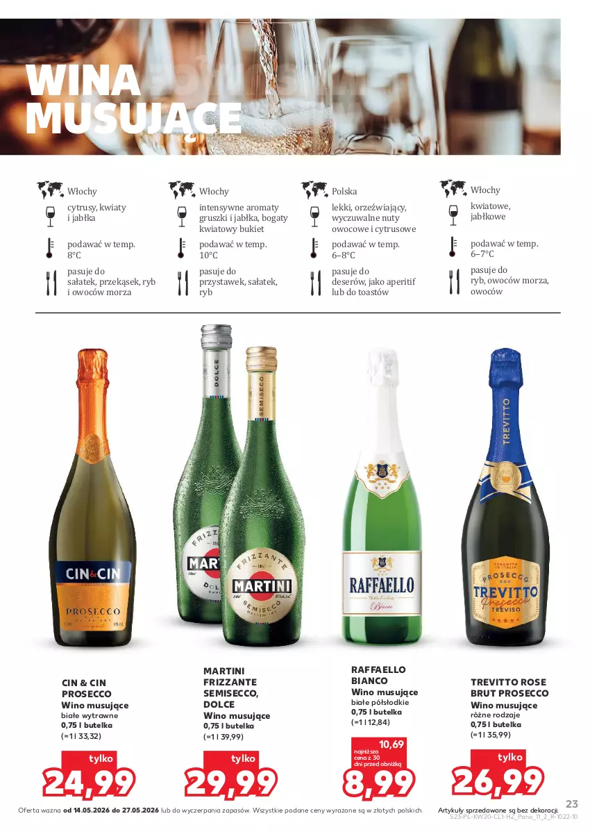 Gazetka promocyjna Kaufland - Barek Kauflandu - ważna 14.05 do 27.05.2026 - strona 23 - produkty: Bukiet, Deser, Fa, Gruszki, Jabłka, Martini, Mus, Nuty, Prosecco, Raffaello, Sałat, Ser, Wino, Wino musujące