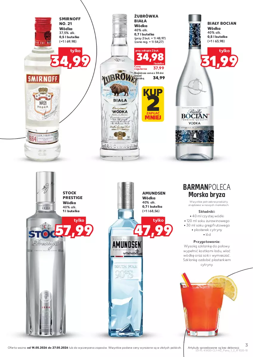 Gazetka promocyjna Kaufland - Barek Kauflandu - ważna 14.05 do 27.05.2026 - strona 3 - produkty: Amundsen, Biały Bocian, Bryza, Cytryny, Grejpfrut, Plasterki, Sok, Stock, Wino, Wódka