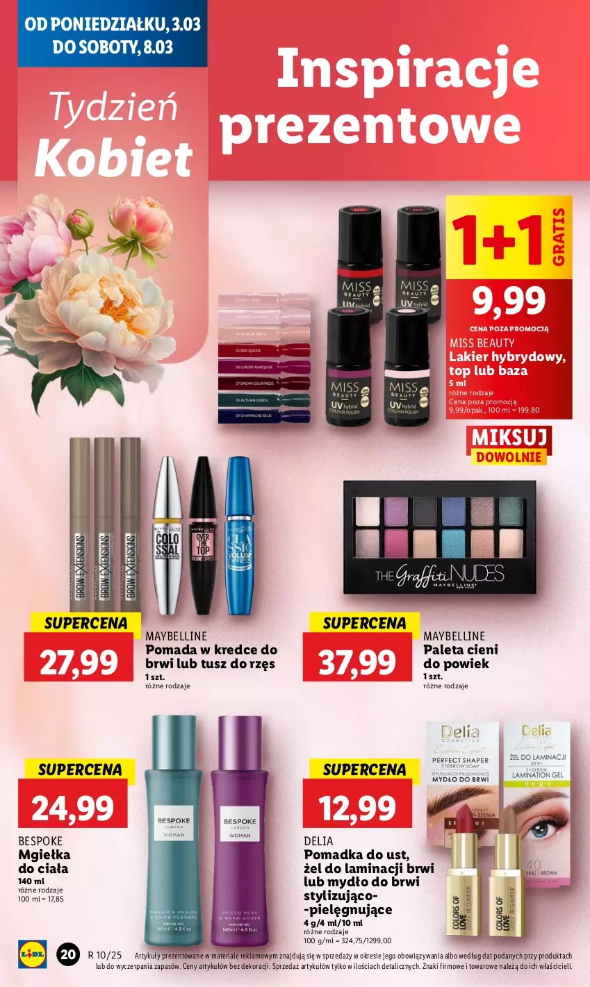 Gazetka promocyjna Lidl - GAZETKA - ważna 03.03 do 05.03.2025 - strona 26 - produkty: Bell, Gra, Lakier, Lakier hybrydowy, Maybelline, Mydło, Paleta, Pomada, Top, Tusz