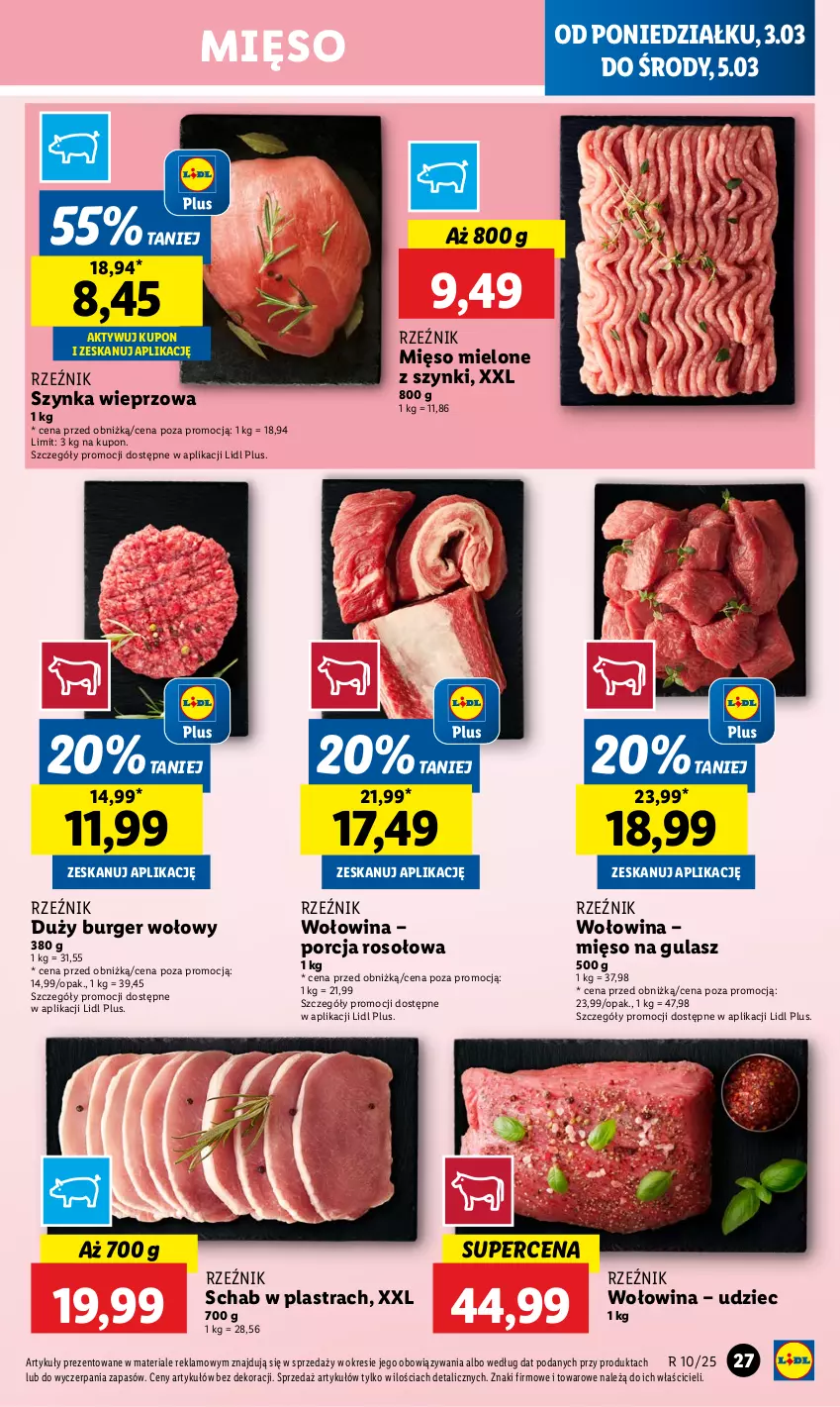 Gazetka promocyjna Lidl - GAZETKA - ważna 03.03 do 05.03.2025 - strona 31 - produkty: Burger, Mięso, Mięso mielone, Mięso mielone z szynki, Mięso na gulasz, Por, Szynka, Szynka wieprzowa, Wołowina