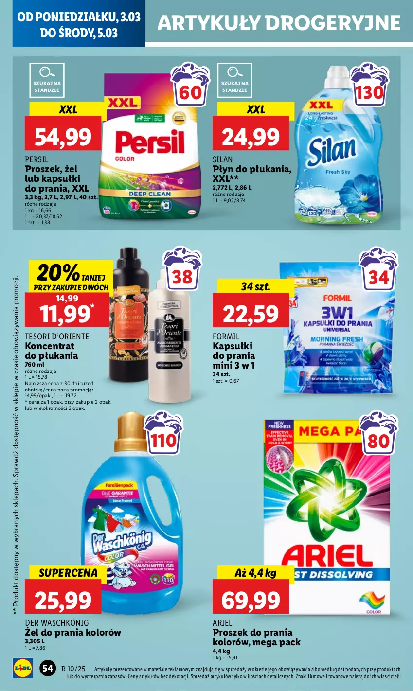 Gazetka promocyjna Lidl - GAZETKA - ważna 03.03 do 05.03.2025 - strona 60 - produkty: Ariel, Kapsułki do prania, König, Persil, Płyn do płukania, Proszek do prania, Silan