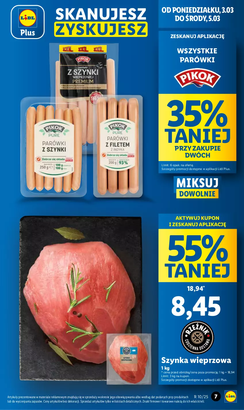 Gazetka promocyjna Lidl - GAZETKA - ważna 03.03 do 05.03.2025 - strona 7 - produkty: Parówki, Szynka, Szynka wieprzowa