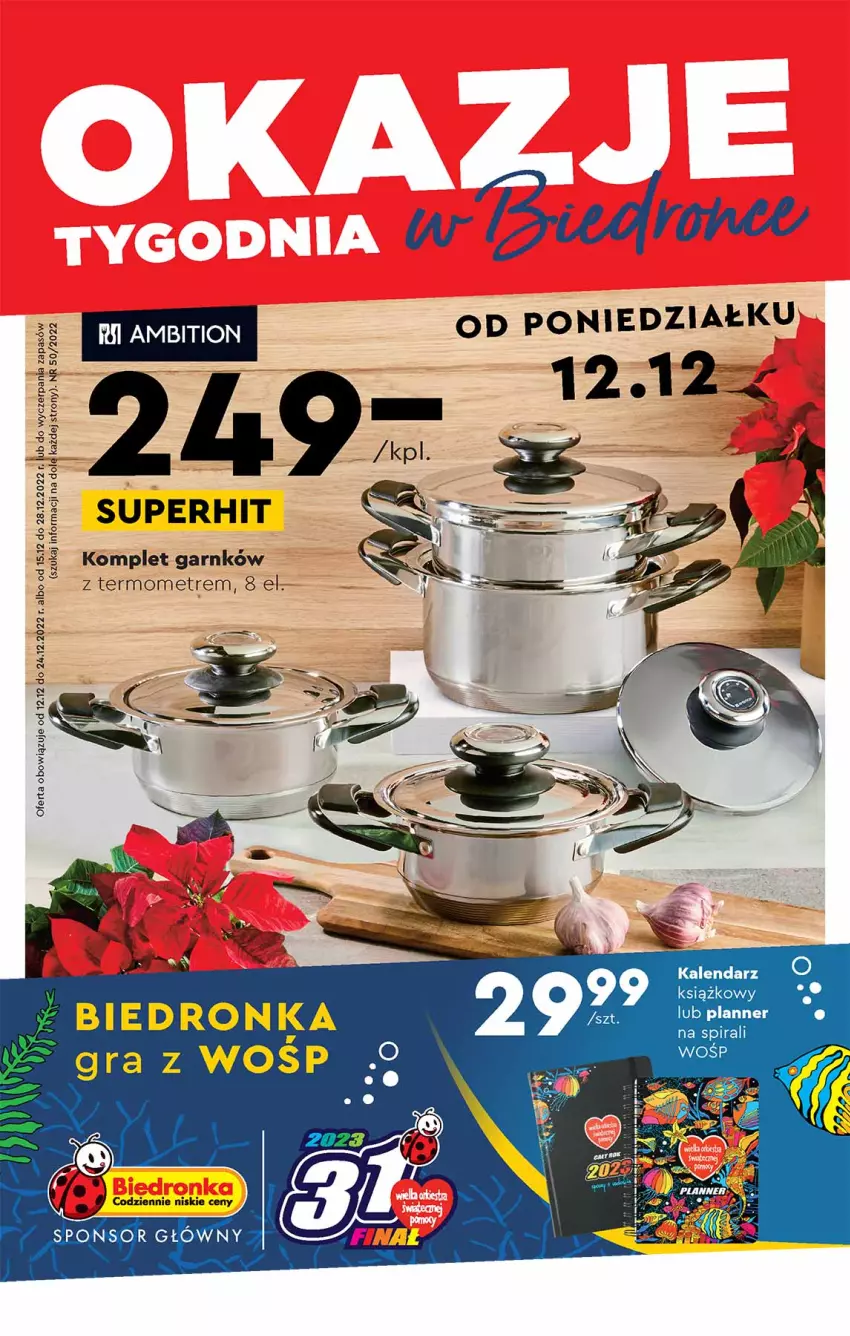 Gazetka promocyjna Biedronka - Okazje tygodnia Święta - ważna 12.12 do 28.12.2022 - strona 1 - produkty: Ambition, Gra, Kalendarz, Termometr