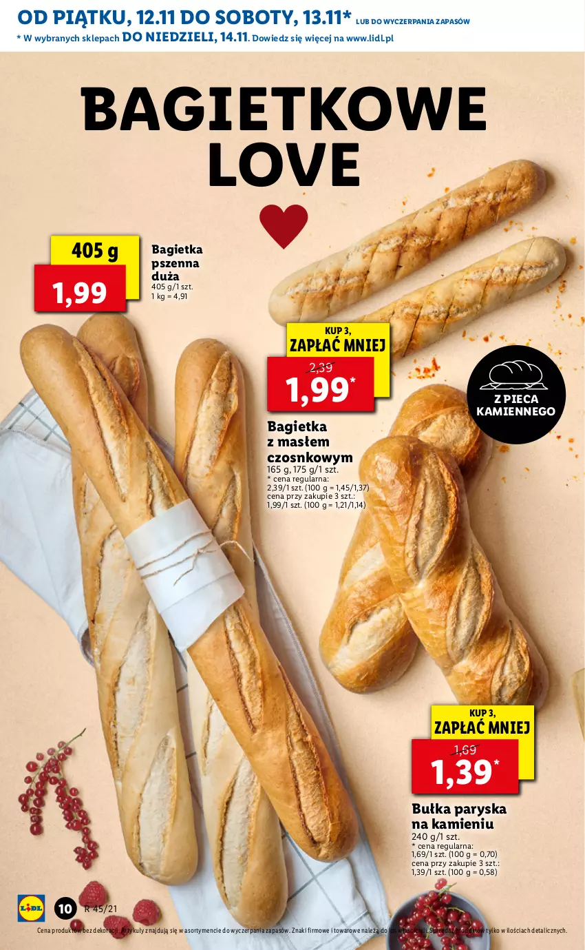 Gazetka promocyjna Lidl - GAZETKA - ważna 12.11 do 14.11.2021 - strona 10 - produkty: Bagietka, Bagietka pszenna, Bułka, O Bag, Piec