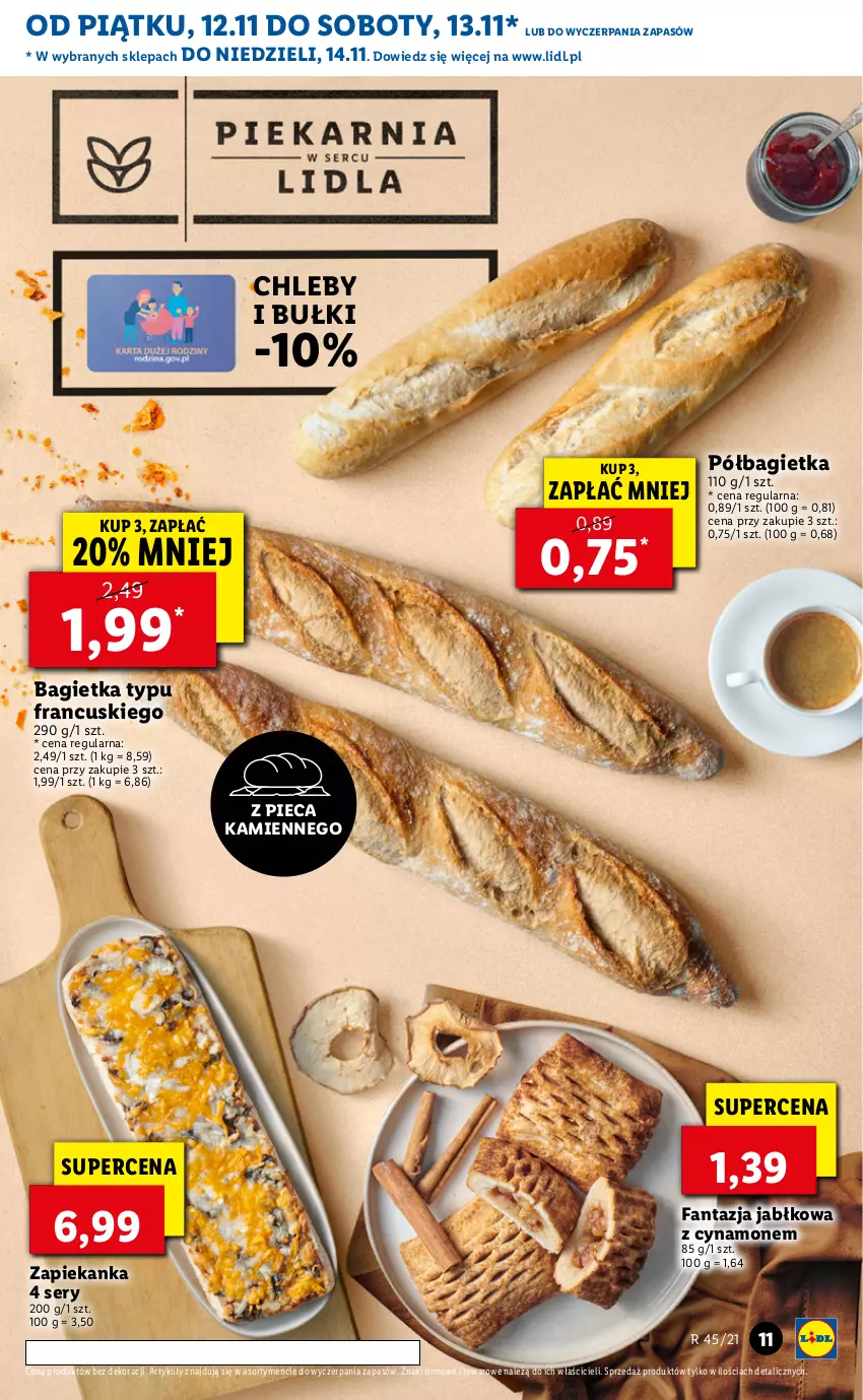 Gazetka promocyjna Lidl - GAZETKA - ważna 12.11 do 14.11.2021 - strona 11 - produkty: Bagietka, Chleb, Fa, Fanta, O Bag, Piec, Półbagietka, Ser, Zapiekanka