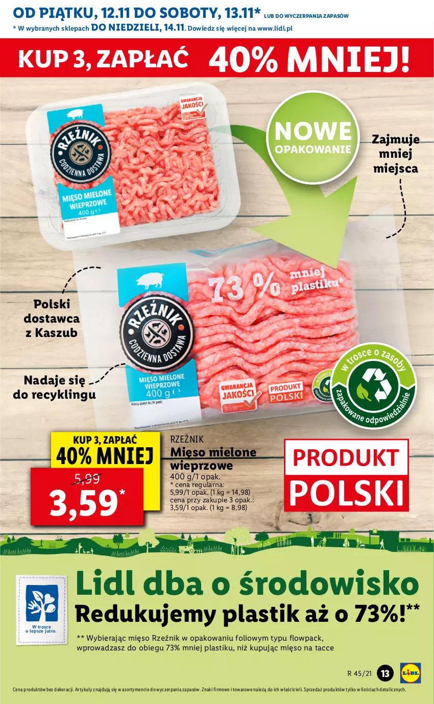 Gazetka promocyjna Lidl - GAZETKA - ważna 12.11 do 14.11.2021 - strona 13 - produkty: Mięso, Mięso mielone