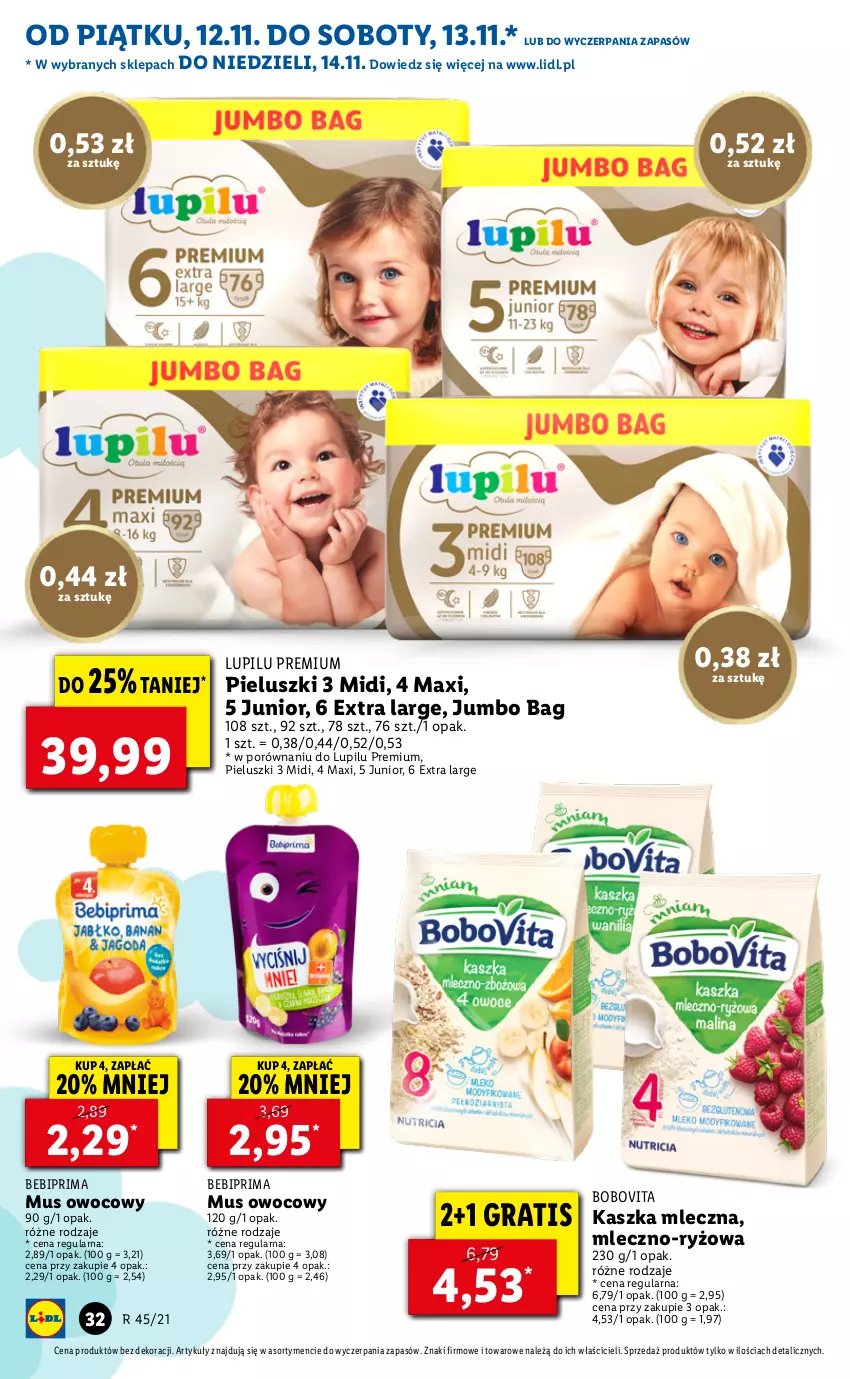 Gazetka promocyjna Lidl - GAZETKA - ważna 12.11 do 14.11.2021 - strona 32 - produkty: Bebiprima, BoboVita, Gra, Mus, O Bag, Por, Prima, Ryż