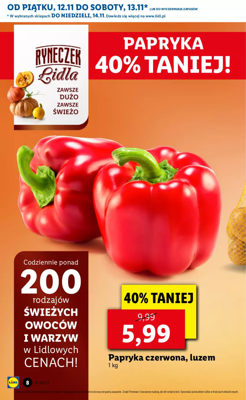 Gazetka promocyjna Lidl - GAZETKA - ważna 12.11 do 14.11.2021 - strona 8 - produkty: Papryka, Papryka czerwona