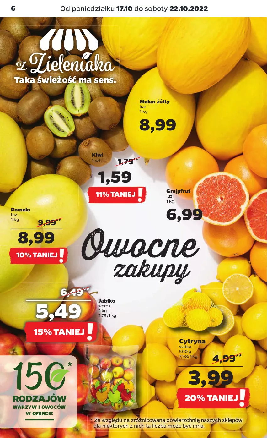 Gazetka promocyjna Netto - Artykuły spożywcze - ważna 17.10 do 22.10.2022 - strona 6 - produkty: Grejpfrut, Kiwi, Melon, Pomelo, Siatka