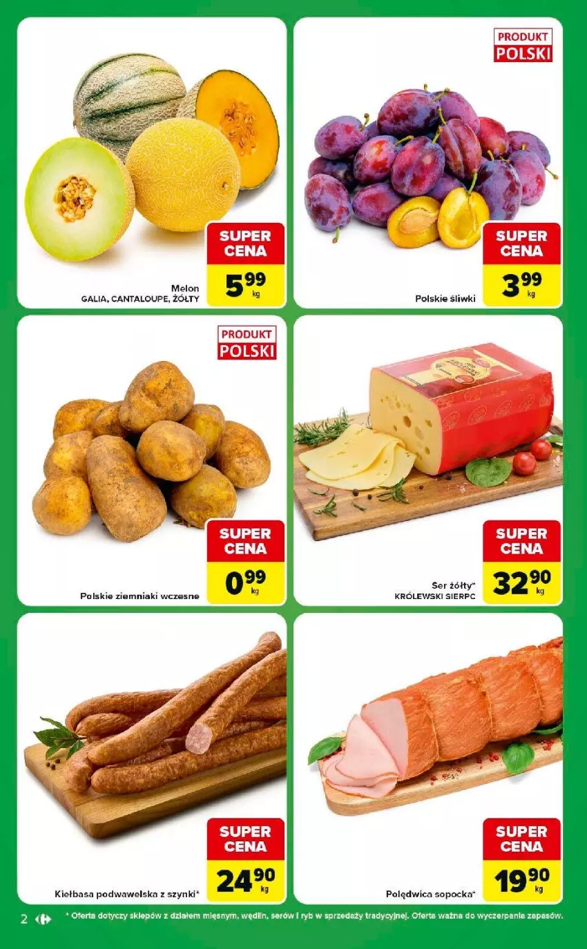 Gazetka promocyjna Carrefour - Gazetka Express w SUMIE ekspresowe zakupy - ważna 18.08 do 24.08.2026 - strona 2 - produkty: Kiełbasa, Kiełbasa podwawelska, Królewski, Melon, Ser, Wawel