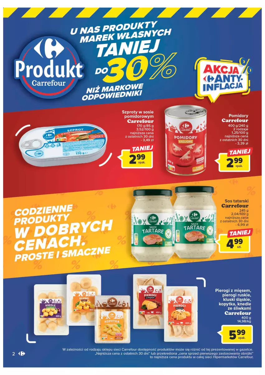 Gazetka promocyjna Carrefour - Gazetka Marki własne Carrefour - ważna 10.01 do 29.01.2023 - strona 2 - produkty: Knedle, Kopytka, Pierogi, Sos