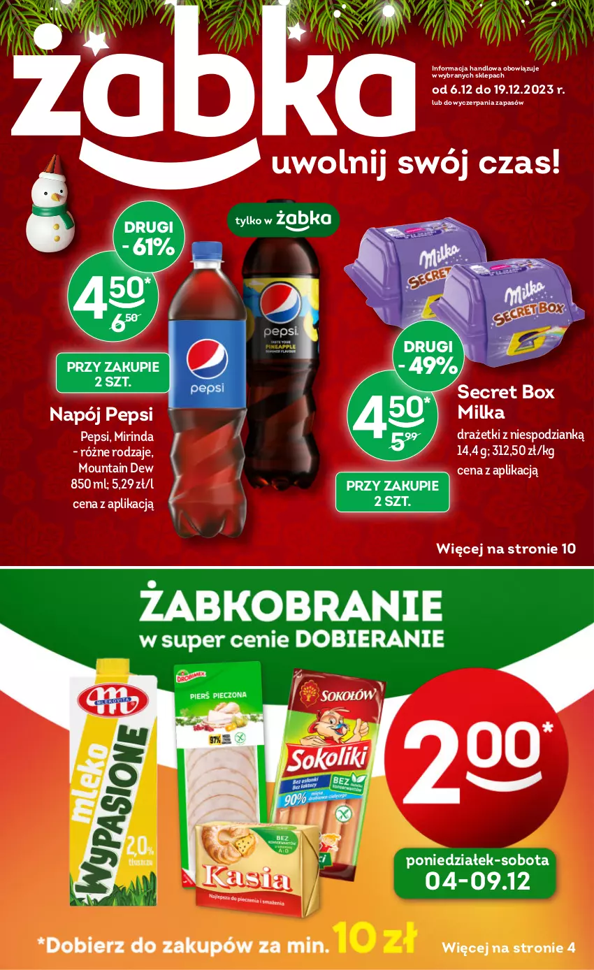 Gazetka promocyjna Żabka - ważna 06.12 do 19.12.2023 - strona 1 - produkty: Milka, Mirinda, Napój, Pepsi