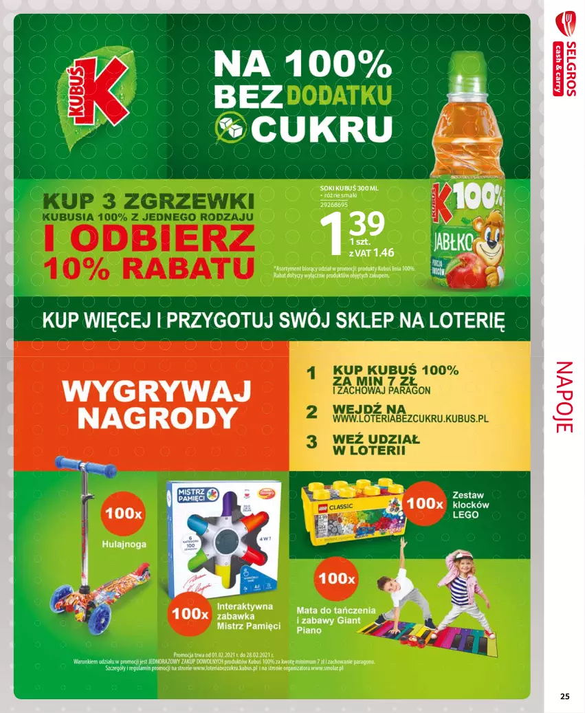 Gazetka promocyjna Selgros - Extra Oferta - ważna 01.02 do 28.02.2021 - strona 25 - produkty: Kubuś, Napoje, Sok