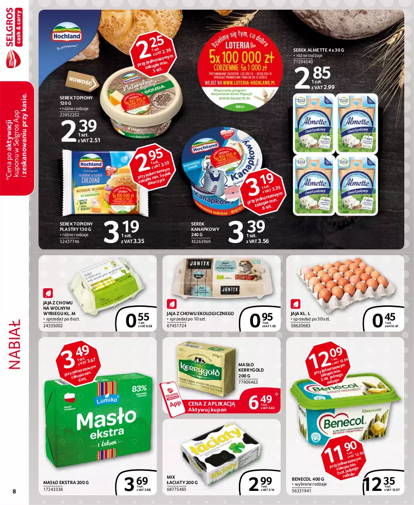 Gazetka promocyjna Selgros - Extra Oferta - ważna 01.02 do 28.02.2021 - strona 8 - produkty: Almette, Benecol, Jaja, LG, Masło, Ser, Serek, Serek kanapkowy, Top