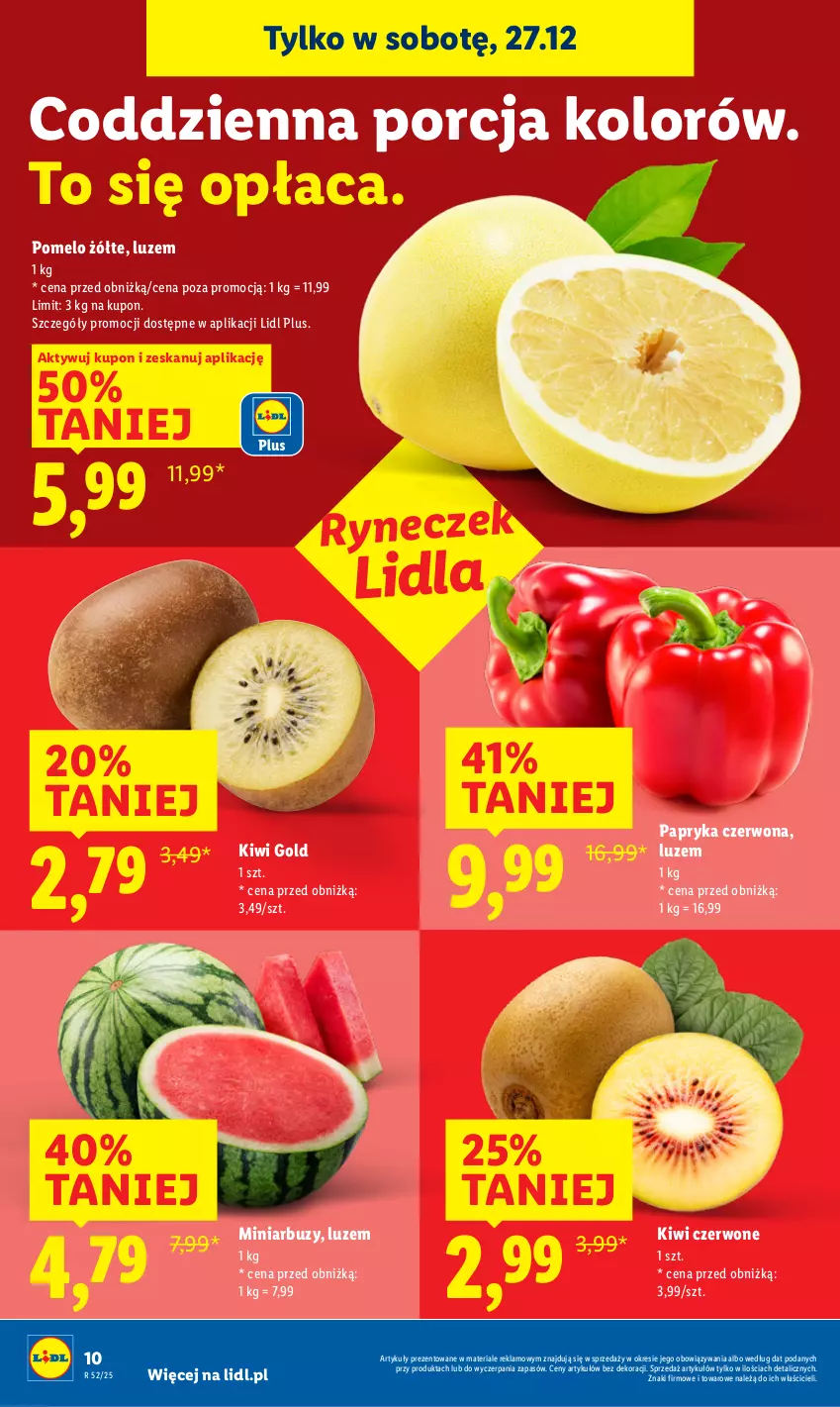 Gazetka promocyjna Lidl - GAZETKA - ważna 27.12 do 27.12.2025 - strona 10 - produkty: Arbuz, Kiwi, Papryka, Papryka czerwona, Pomelo, Por