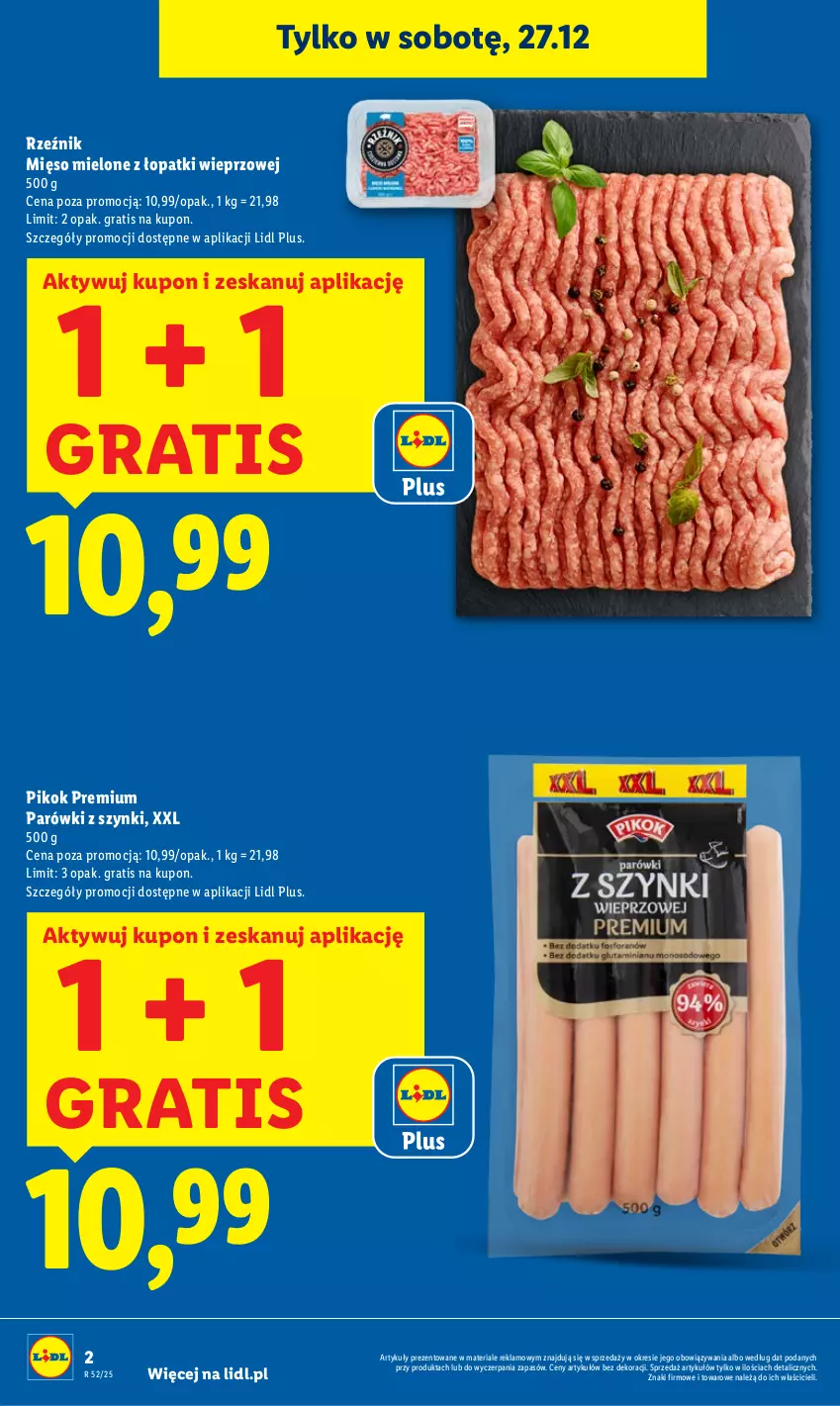 Gazetka promocyjna Lidl - GAZETKA - ważna 27.12 do 27.12.2025 - strona 2 - produkty: Gra, Mięso, Mięso mielone, Mięso mielone z łopatki wieprzowej, Parówki, Parówki z szynki, PIKOK