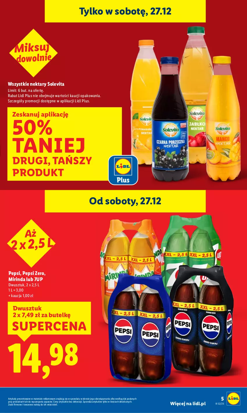Gazetka promocyjna Lidl - GAZETKA - ważna 27.12 do 27.12.2025 - strona 5 - produkty: 7up, Mirinda, Nektar, Pepsi