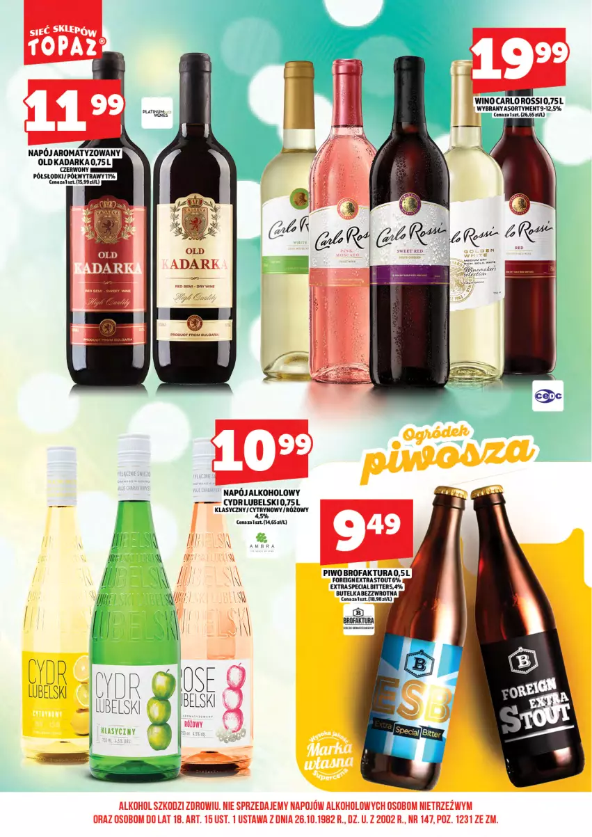 Gazetka promocyjna Topaz - Gazetka - ważna 16.04 do 31.03.2026 - strona 18 - produkty: Carlo Rossi, Fa, Napój, Piwo, Wino
