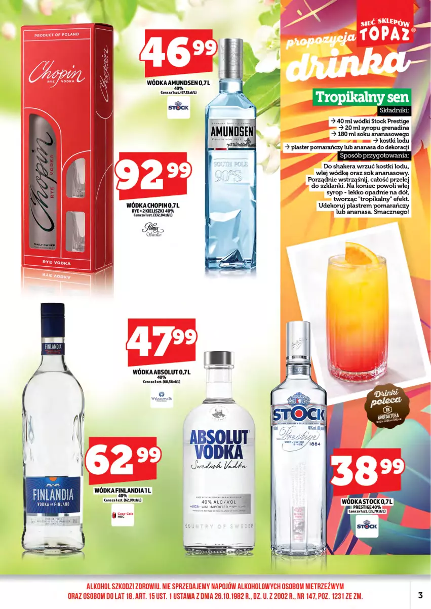 Gazetka promocyjna Topaz - Gazetka - ważna 16.04 do 31.03.2026 - strona 5 - produkty: Absolut, Amundsen, Ananas, Finlandia, Lanki, Por, Sok, Stock, Syrop, Wódka