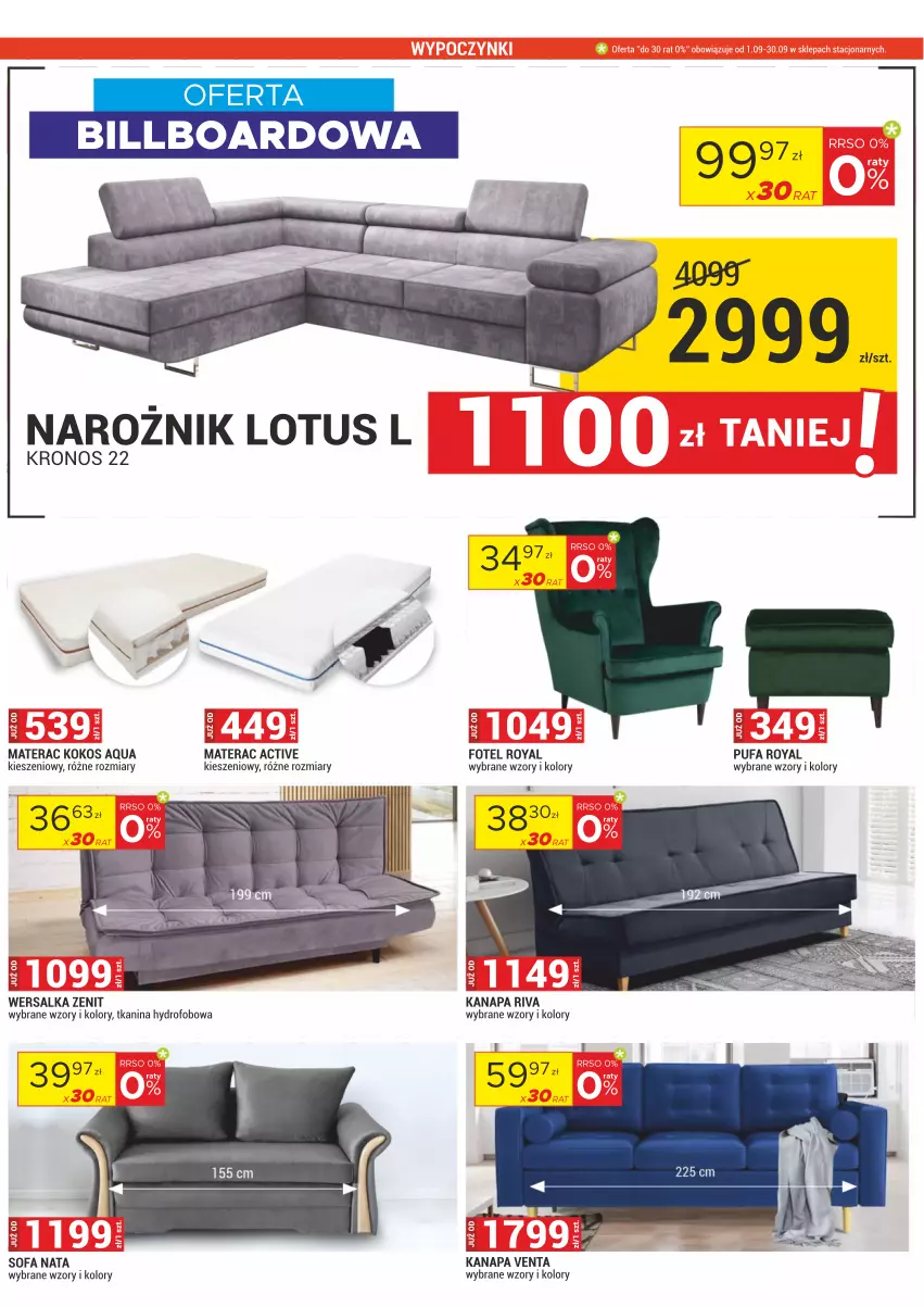 Gazetka promocyjna Merkury Market - ważna 01.09 do 30.09.2022 - strona 9 - produkty: Fa, Fotel, Kanapa, Kokos, Materac, Narożnik, Puf, Sofa, Tera