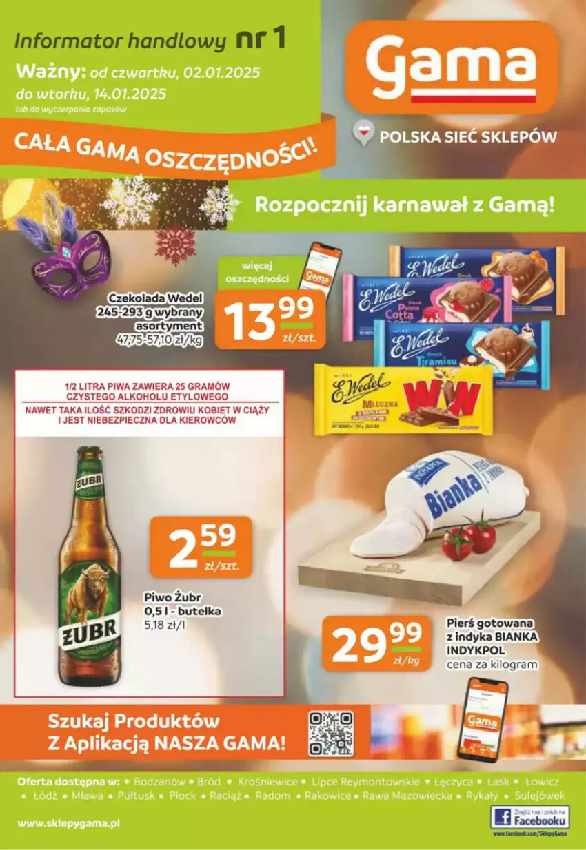 Gazetka promocyjna Gama - ważna 02.01 do 14.01.2025 - strona 1 - produkty: Bianka, Fa, Gra, Piec, Piwa, Piwo