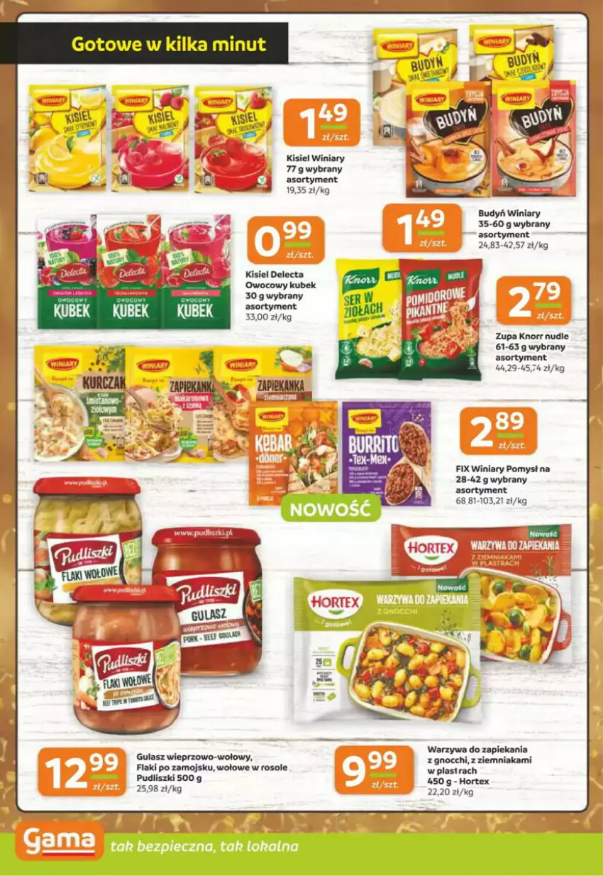 Gazetka promocyjna Gama - ważna 02.01 do 14.01.2025 - strona 2 - produkty: Delecta, Fa, Flaki, Gnocchi, Hortex, Kisiel, Knorr, Kubek, Pudliszki, Warzywa, Winiary, Zupa