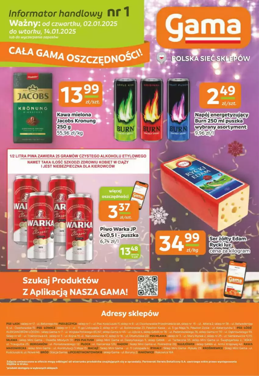 Gazetka promocyjna Gama - ważna 02.01 do 14.01.2025 - strona 6 - produkty: Gra, Jacobs, Kawa, Kawa mielona, Napój, Piwa, Piwo, Warka