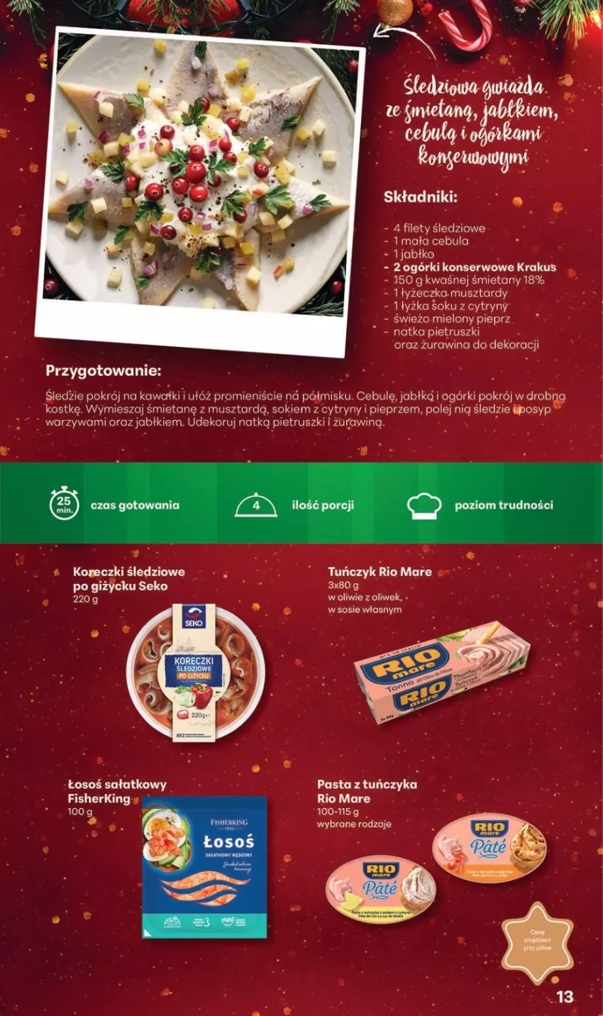 Gazetka promocyjna Delikatesy Centrum - Katalog Przepisy na Bliskie Święta Franczyza DC48-DC49-DC50 - ważna 27.11 do 17.12.2025 - strona 13 - produkty: Cytryny, Krakus, Mus, Olej, Pieprz, Por, Rio Mare, SEKO, Ser, Sok, Sos, Tuńczyk, Warzywa