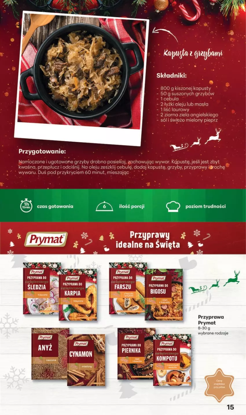 Gazetka promocyjna Delikatesy Centrum - Katalog Przepisy na Bliskie Święta Franczyza DC48-DC49-DC50 - ważna 27.11 do 17.12.2025 - strona 15 - produkty: Cebula, Grzyby, Laur, Olej, Pieprz, Por, Prymat, Przyprawy, Sól