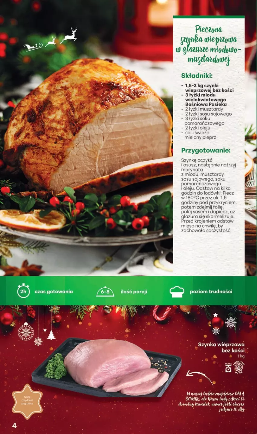 Gazetka promocyjna Delikatesy Centrum - Katalog Przepisy na Bliskie Święta Franczyza DC48-DC49-DC50 - ważna 27.11 do 17.12.2025 - strona 4 - produkty: Glazura, Kawa, Lazur, Mięso, Mus, Olej, Piec, Pieprz, Sok, Sól, Sos, Szynka, Szynka wieprzowa, Wałek