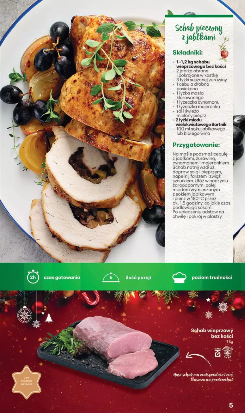 Gazetka promocyjna Delikatesy Centrum - Katalog Przepisy na Bliskie Święta Franczyza DC48-DC49-DC50 - ważna 27.11 do 17.12.2025 - strona 5 - produkty: Cebula, Fa, Jabłka, Olej, Piec, Pieprz, Por, Schab wieprzowy, Sok, Sól, Sos, Tusz