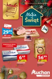 Gazetka promocyjna Auchan - Gazetka Magia Świąt Część 3 Supermarket Auchan - Gazetka - ważna od 06.12 do 06.12.2023 - strona 1 - produkty: Krakus, Ser, Kawa ziarnista, Kawa, Szynka konserwowa, Szynka, Lavazza, Lurpak, Fa