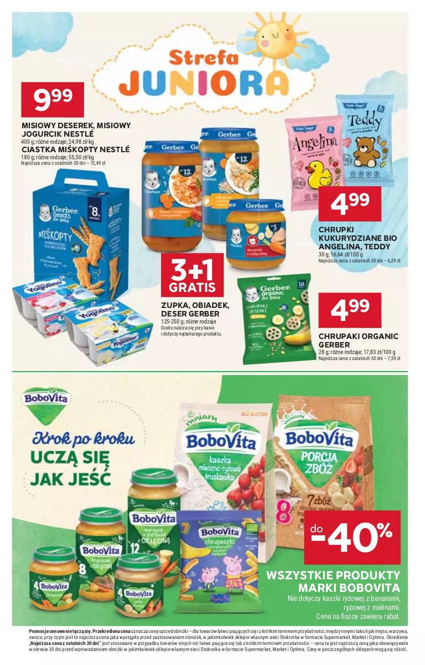 Gazetka promocyjna Stokrotka - Market - ważna 20.08 do 26.08.2026 - strona 30 - produkty: BoboVita, Chrupki, Ciastka, Deser, Gerber, Gra, Mięso, Nestlé, Optima, Owoce, Ryż, Ser, Serek, Warzywa