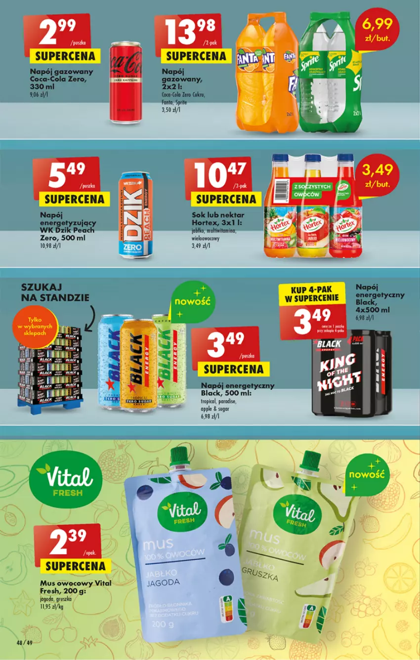 Gazetka promocyjna Biedronka - ważna 06.04 do 12.04.2023 - strona 48 - produkty: Coca-Cola, Fa, Fanta, Hortex, Mus, Napój, Napój gazowany, Nektar, Sok