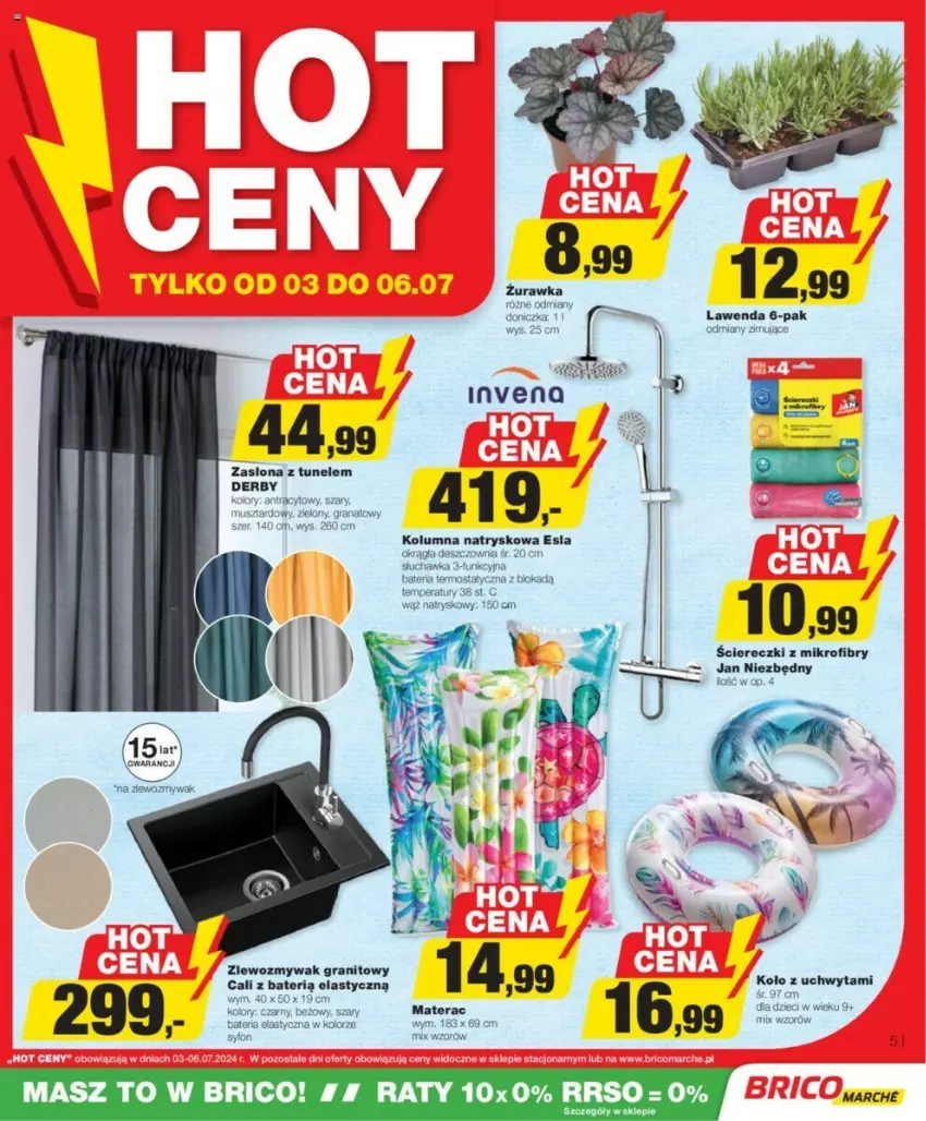 Gazetka promocyjna Bricomarche - ważna 03.07 do 13.07.2024 - strona 8 - produkty: Bateria, Gra, Granat, Jan Niezbędny, Kolumna natryskowa, Materac, Mus, Syfon, Tera, Termos, Tunel, Zasłona, Zlew, Zlewozmywak