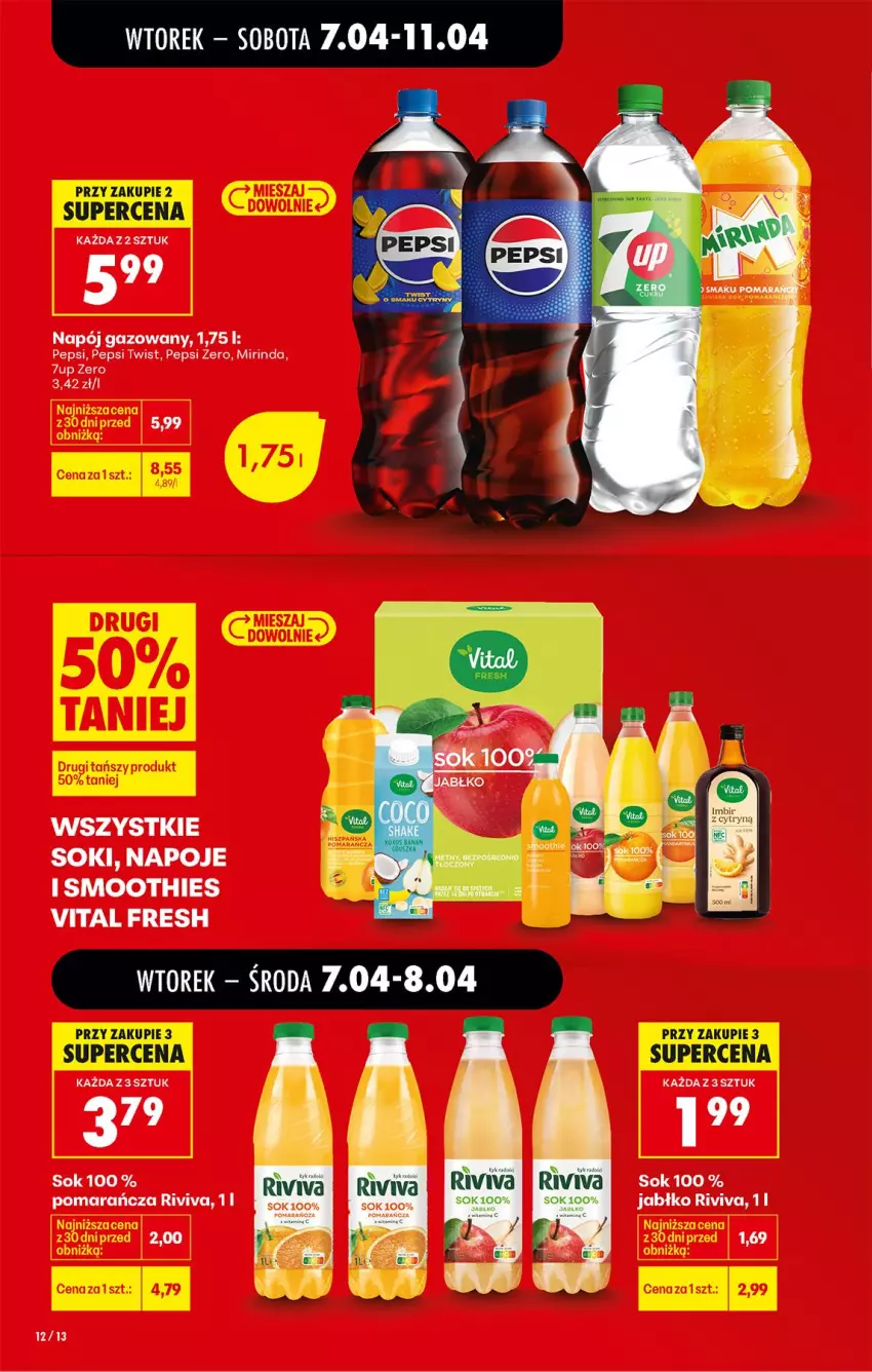 Gazetka promocyjna Biedronka - Od Wtorku - ważna 07.04 do 11.04.2026 - strona 14 - produkty: Mirinda, Napój, Napój gazowany, Napoje, Pepsi, Smoothie, Sok