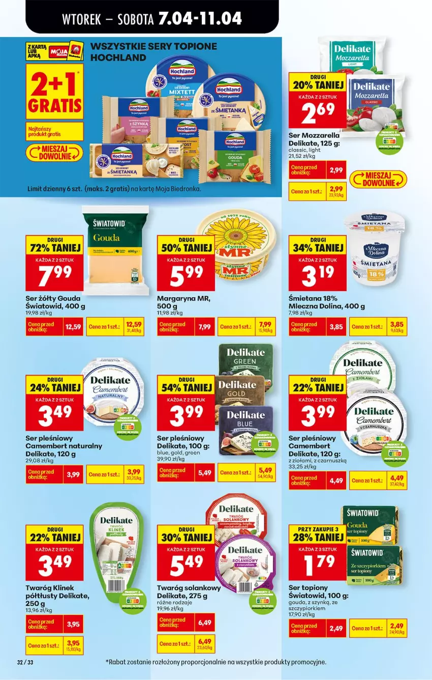 Gazetka promocyjna Biedronka - Od Wtorku - ważna 07.04 do 11.04.2026 - strona 40 - produkty: Camembert, Gouda, Gra, Margaryna, Mozzarella, Por, Ser, Ser pleśniowy, Ser topiony, Solan, Top, Twaróg