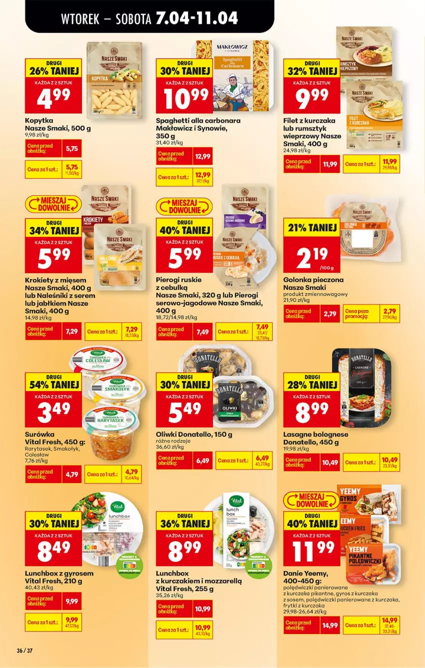 Gazetka promocyjna Biedronka - Od Wtorku - ważna 07.04 do 11.04.2026 - strona 46 - produkty: Fa, Frytki, Golonka pieczona, Gyros, Kopytka, Krokiety, Kurczak, Lasagne, Lasagne bolognese, Naleśniki, Oliwki, Piec, Pierogi, Polędwiczki panierowane, Puf, Rum, Ser, Sos, Spaghetti, Surówka