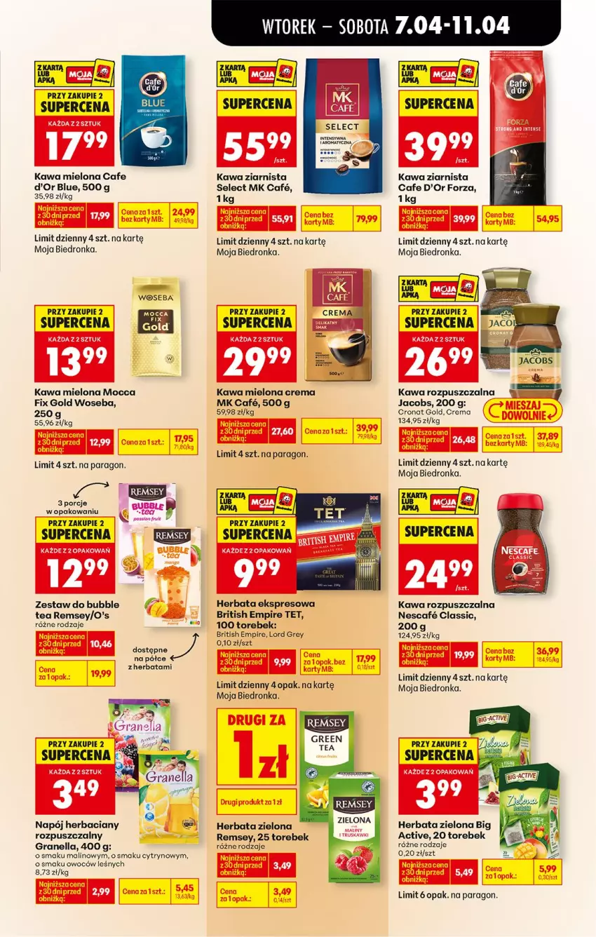 Gazetka promocyjna Biedronka - Od Wtorku - ważna 07.04 do 11.04.2026 - strona 59 - produkty: Brit, Fa, Gra, Herbata, Jacobs, Kawa, Kawa mielona, Kawa rozpuszczalna, Kawa ziarnista, Mocca Fix Gold, Napój, Por, Woseba