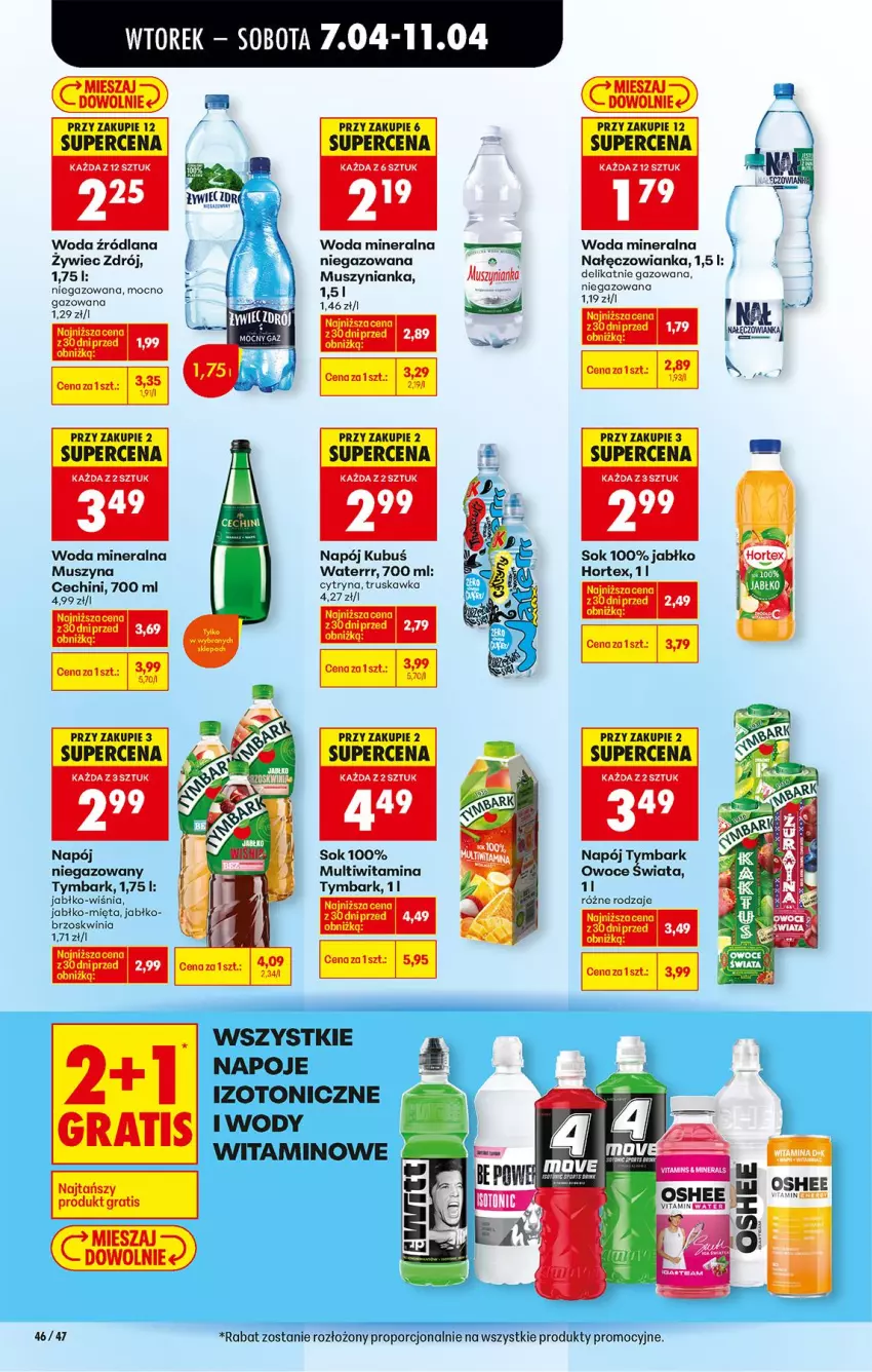 Gazetka promocyjna Biedronka - Od Wtorku - ważna 07.04 do 11.04.2026 - strona 60 - produkty: Gra, Hortex, Kubuś, Kubuś Waterrr, LANA, Mięta, Mus, Muszynianka, Nałęczowianka, Napój, Napój niegazowany, Napoje, Owoce, Por, Sok, Szyna, Tymbark, Woda, Woda mineralna