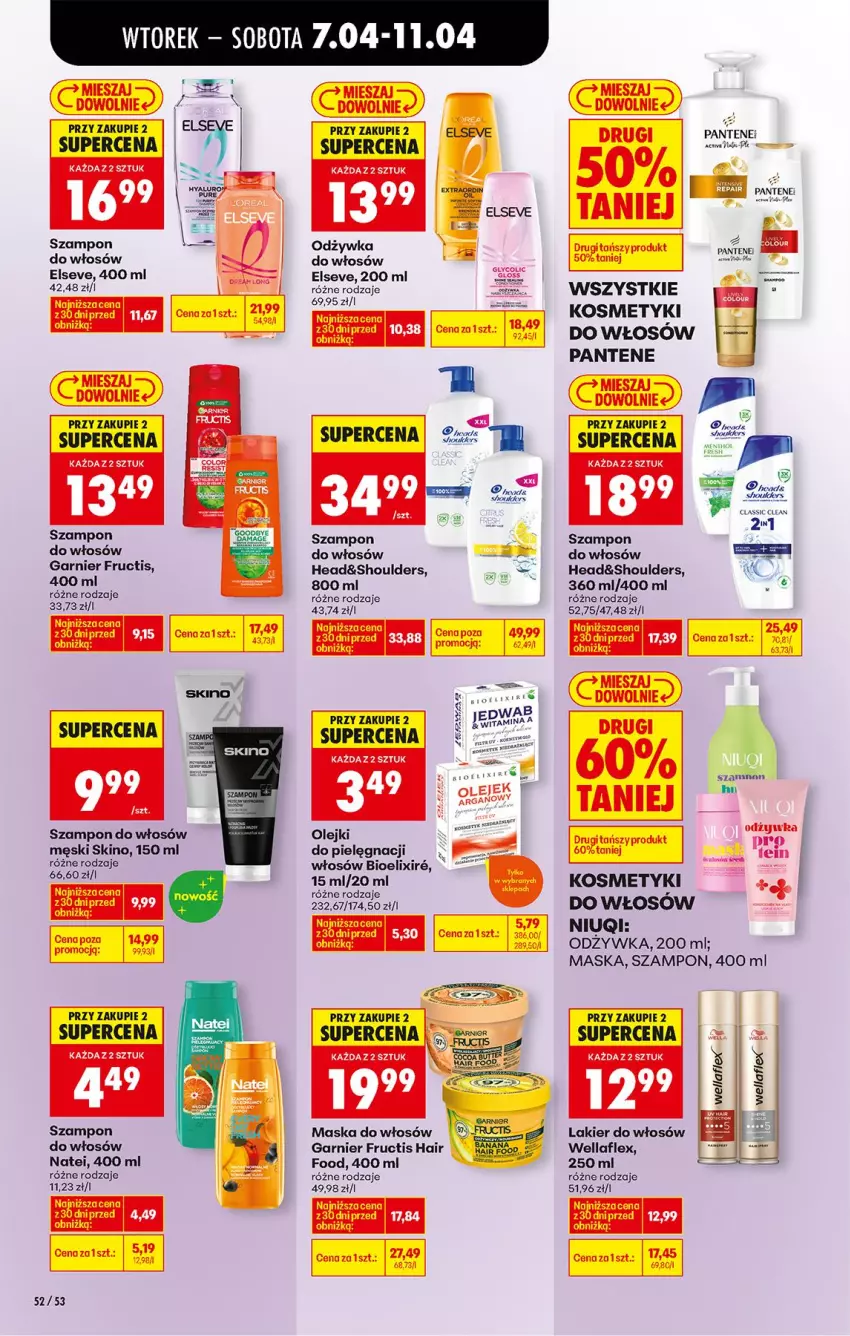 Gazetka promocyjna Biedronka - Od Wtorku - ważna 07.04 do 11.04.2026 - strona 66 - produkty: Elseve, Fructis, Garnier, Lakier, Lakier do włosów, Maska, Niuqi, Odżywka, Olej, Pantene, Szampon, Wella, Wellaflex