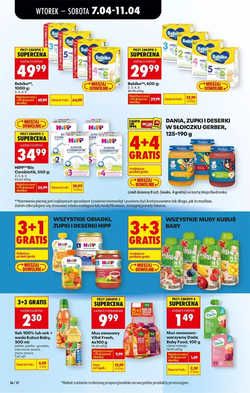 Gazetka promocyjna Biedronka - Od Wtorku - ważna 07.04 do 11.04.2026 - strona 70 - produkty: Bebiko, Dada, Deser, Gerber, Gra, HiPP, Karmi, Kubuś, Mleko, Mus, O nas, Owoce, Por, Ser, Sok, Woda