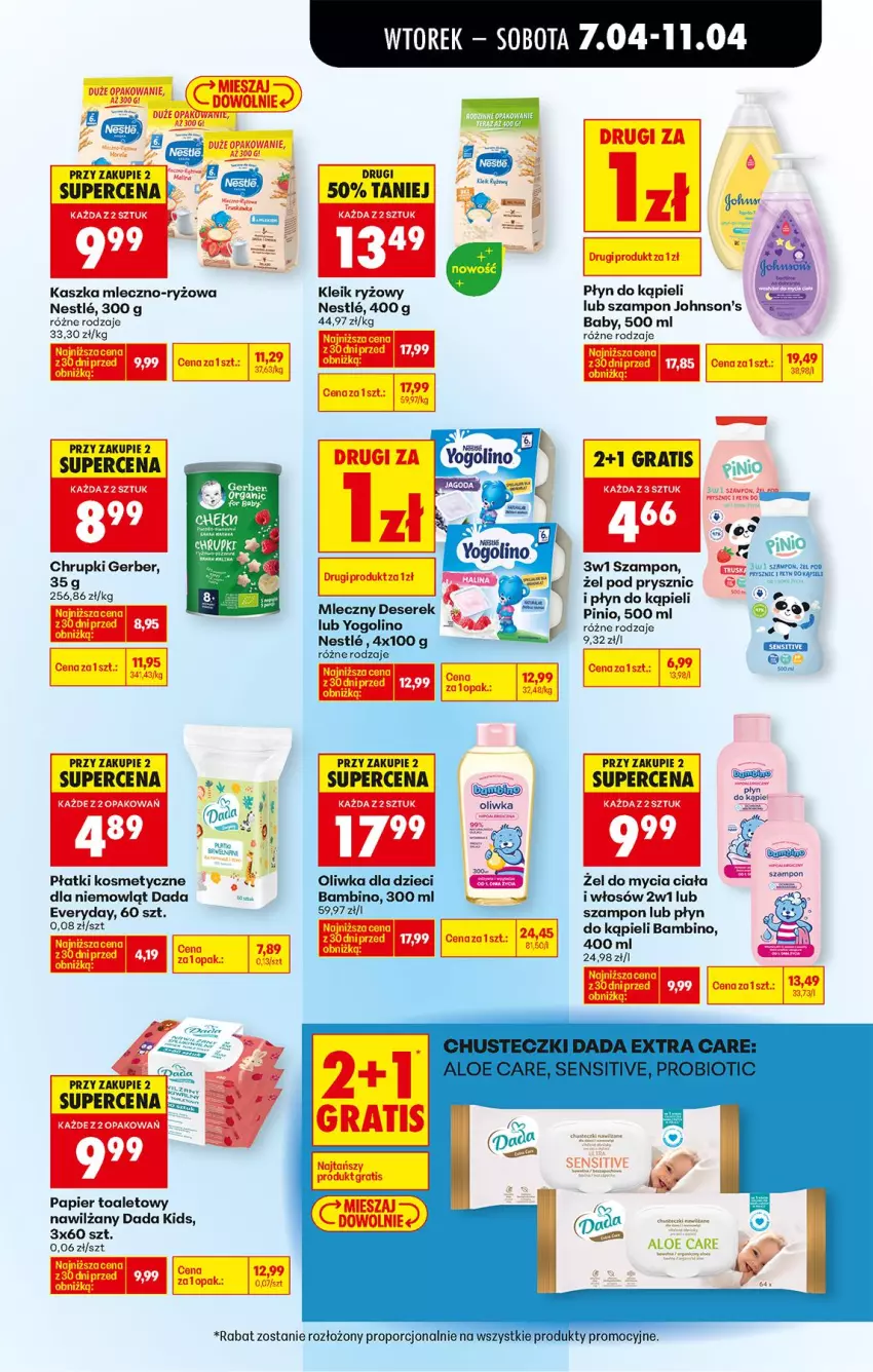Gazetka promocyjna Biedronka - Od Wtorku - ważna 07.04 do 11.04.2026 - strona 71 - produkty: Chrupki, Dada, Deser, Dzieci, Fa, Gerber, Gra, Johnson's, Johnson's Baby, Oliwka dla dzieci, Papier, Papier toaletowy, Płatki kosmetyczne, Płyn do kąpieli, Por, Ryż, Ser, Serek, Szampon
