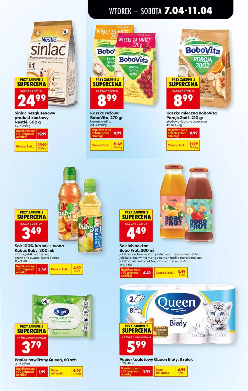Gazetka promocyjna Biedronka - Od Wtorku - ważna 07.04 do 11.04.2026 - strona 73 - produkty: BoboVita, Fa, Korba, Kubuś, LANA, LG, Mango, Morela, Nektar, Owoce, Papier, Papier toaletowy, Por, Ryż, Ser, Sinlac, Sok, Woda
