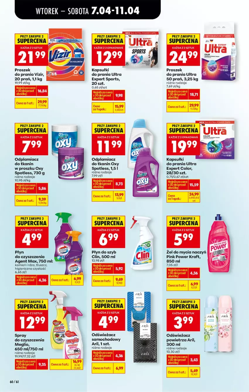 Gazetka promocyjna Biedronka - Od Wtorku - ważna 07.04 do 11.04.2026 - strona 76 - produkty: Clin, Do mycia naczyń, HP, Kapsułki do prania, Odplamiacz, Płyn do szyb, Por, Proszek do prania, Sport, Spray do czyszczenia, Vizir