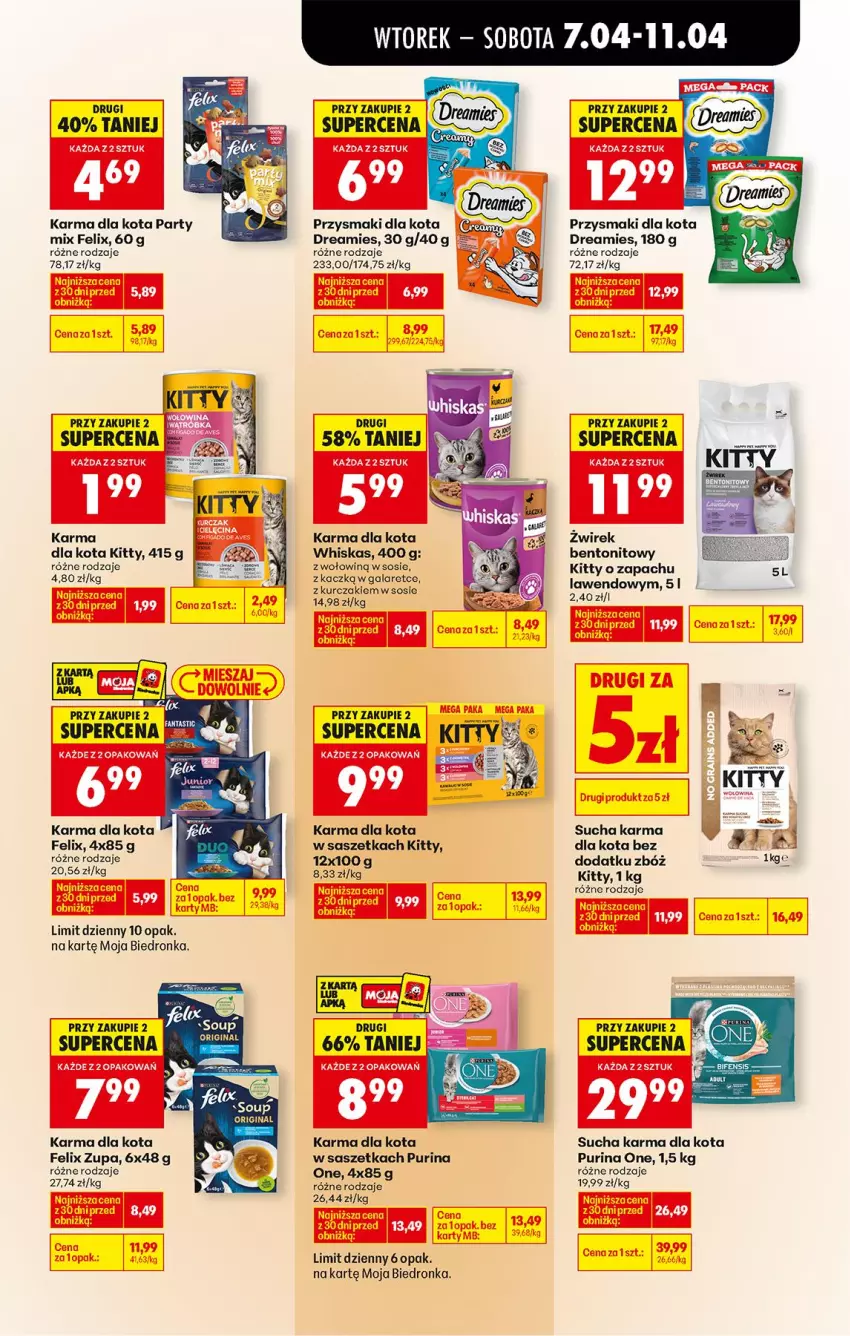 Gazetka promocyjna Biedronka - Od Wtorku - ważna 07.04 do 11.04.2026 - strona 79 - produkty: Felix, Kret, Przysmaki, Pur, Purina, Sos, Sucha karma, Whiskas, Zupa