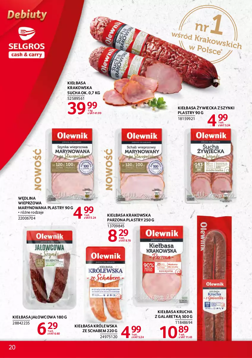 Gazetka promocyjna Selgros - Debiuty w Selgros - ważna 02.12 do 15.12.2021 - strona 20 - produkty: Gala, Kiełbasa, Kiełbasa krakowska, Kiełbasa krucha, Wędlina