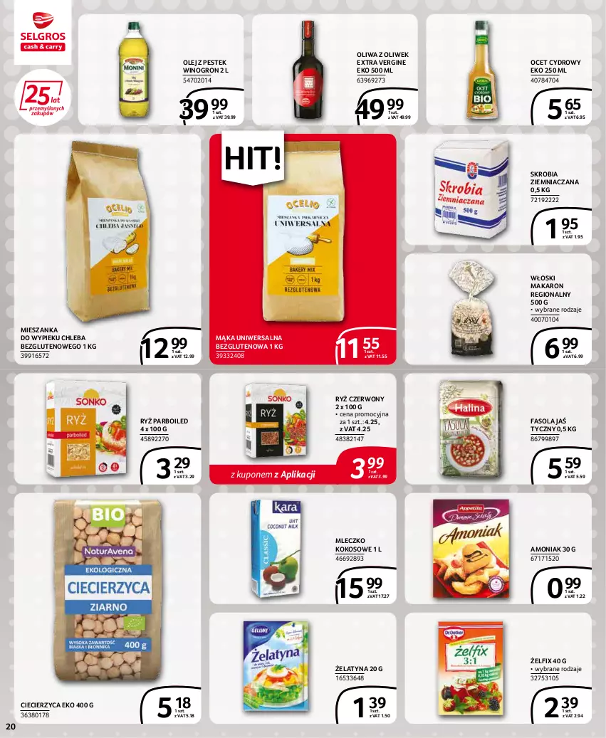 Gazetka promocyjna Selgros - Extra Oferta - ważna 01.05 do 31.05.2022 - strona 20 - produkty: Chleb, Fa, Fasola, Gin, Kokos, Mąka, Mąka uniwersalna, Makaron, Mleczko, Ocet, Olej, Oliwa z oliwek, Ryż, Ryż parboiled, Skrobia ziemniaczana, Stek, Wino